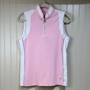 Lohla Sport Los Angeles Sophie Sleeveless Pink White Golf Top Size Medium